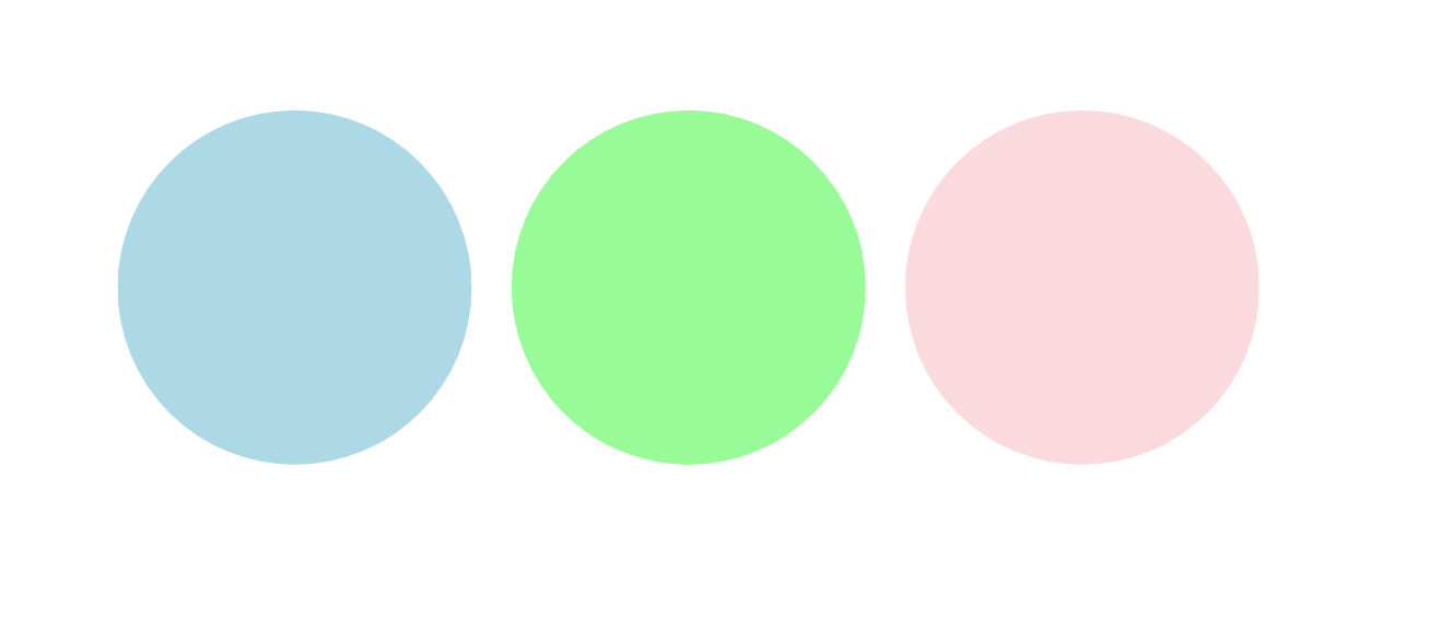 3 couleurs differentes : bleu, vert et rose